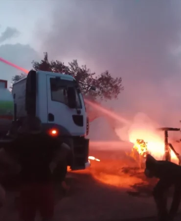 Ayvalık'ta ormanlık alandaki barakada yangın çıktı