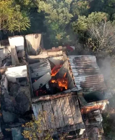 Bursa'da barakada başlayan yangın zeytinlik alana sıçradı
